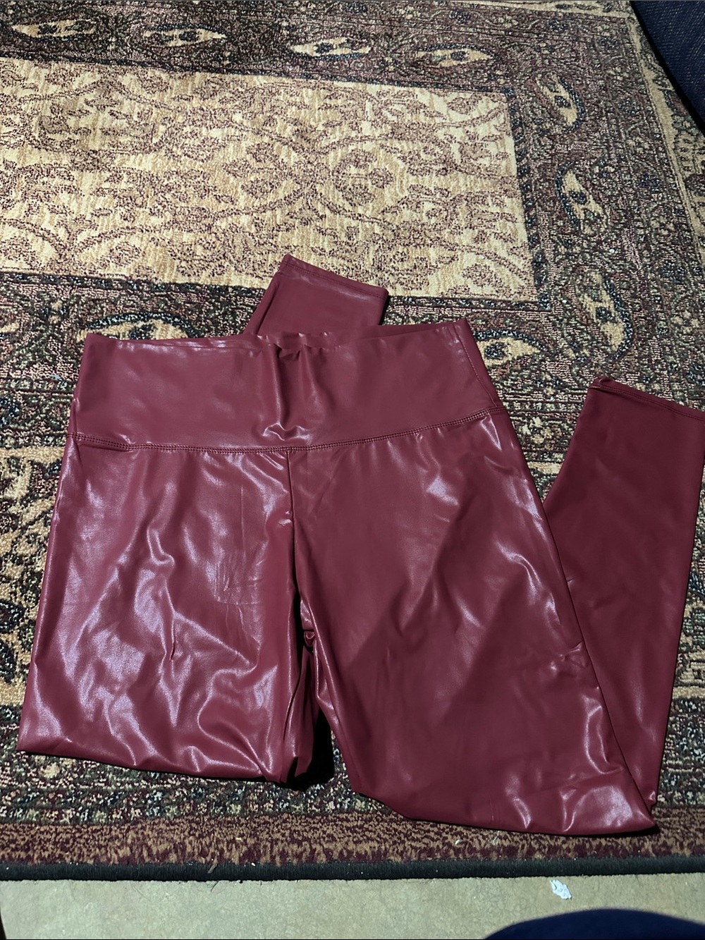 Leggings Depot Faux Leather Leggings in Burgundy